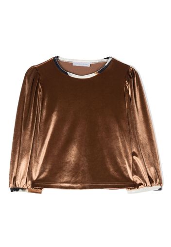 Colorichiari long-sleeved velvet blouse - Marrone