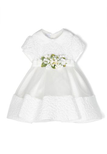 Colorichiari floral-appliqué pleated dress - Bianco