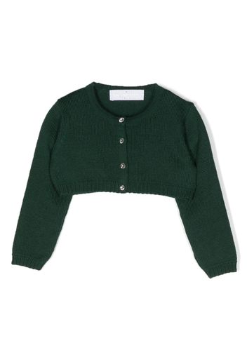 Colorichiari crystal-embellished wool cropped cardigan - Verde