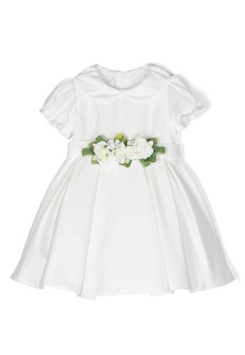 Colorichiari faux-flower pleated dress - Bianco