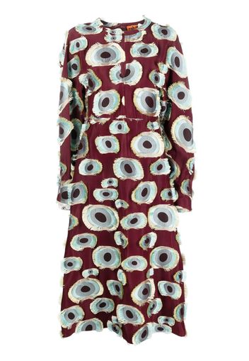 colville frayed-detail graphic-print dress - Rosso