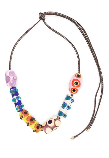 colville Beatle handmade-bead leather necklace - Marrone