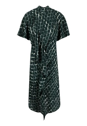 colville geometric-print draped silk dress abstract - Bianco
