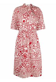 colville abstract-print gathered cotton dress - Bianco