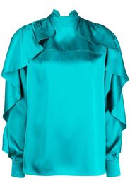 colville ruffled-sleeve satin blouse - Blu