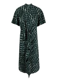 colville geometric-print draped silk dress - Bianco