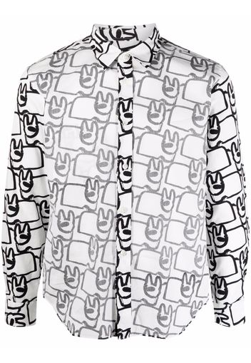 Comme Des Garçons Homme Deux graphic print long-sleeve shirt - Bianco