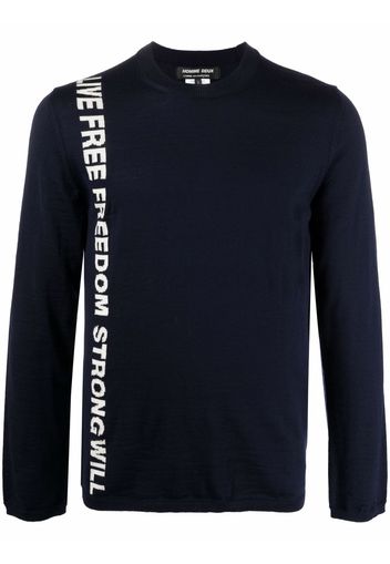 Comme Des Garçons Homme Deux slogan-intarsia jumper - Blu