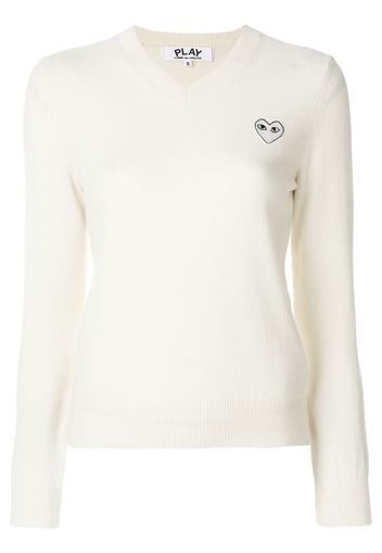 Comme Des Garçons Play Pullover con scollo a V - Bianco