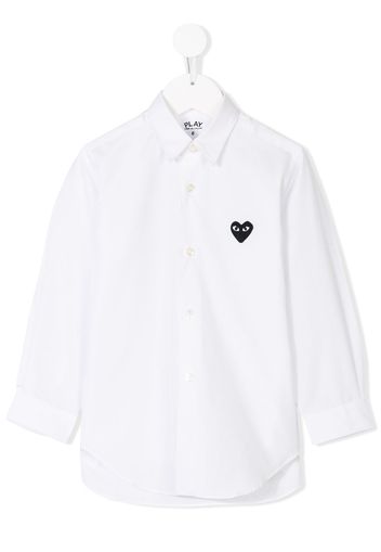 Comme Des Garçons Play Kids Camicia con logo ricamato - Bianco