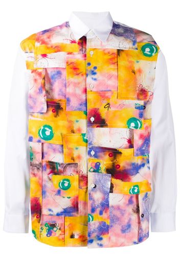 abstract patchwork print shirt