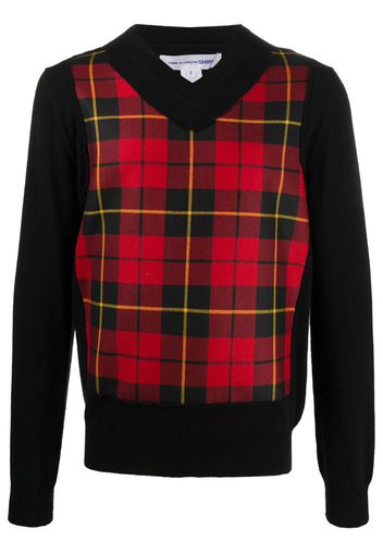 tartan panel wool jumper