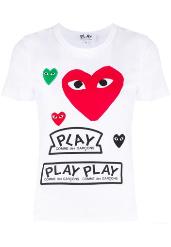 short-sleeved heart print T-shirt