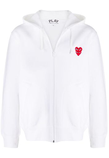 embroidered heart zip-front hoodie