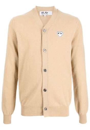 Comme Des Garçons Play embroidered-logo wool cardigan - Marrone