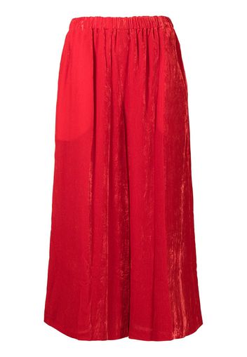 Comme Des Garçons Comme Des Garçons velvet-effect wide-leg cropped pants - Rosso