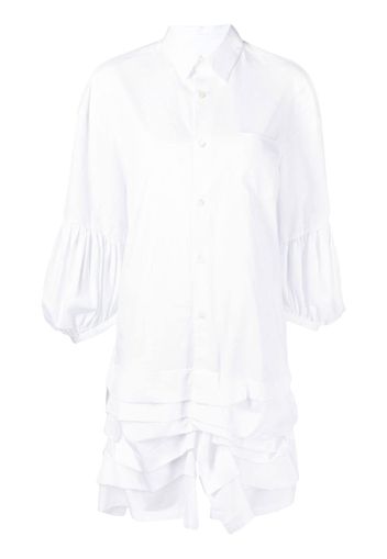 Comme Des Garçons Comme Des Garçons ruffled-hem cotton shirt dress - Bianco