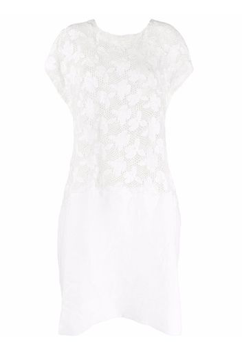 Comme Des Garçons floral-embroidered mesh T-shirt dress - Bianco