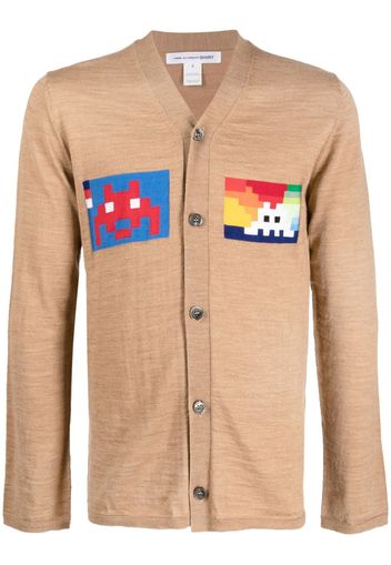 Comme Des Garçons Shirt graphic-print V-neck cardigan - Toni neutri