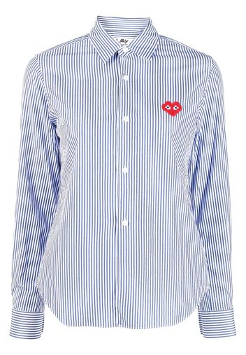 Comme Des Garçons Play Camicia a righe con applicazione - Blu