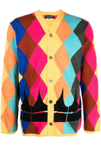 Comme Des Garçons Homme Plus V-neck diamond-print cardigan - Multicolore