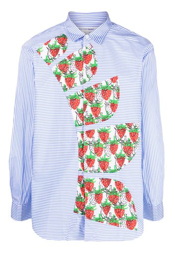 Comme Des Garçons Shirt x Brett Westfall strawberry-motif striped shirt - Blu