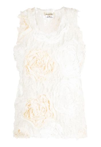 Comme Des Garçons floral-appliqué sleeveless top - Bianco