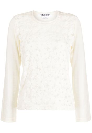 Comme Des Garçons Comme Des Garçons floral-detail long-sleeve top - Bianco