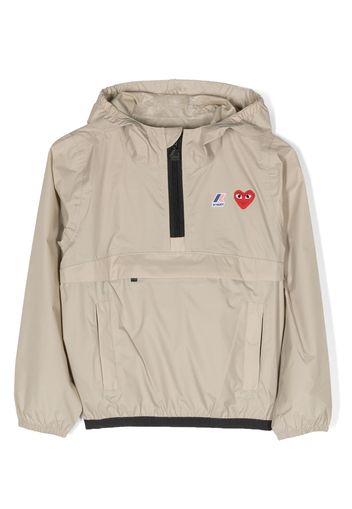 Comme Des Garçons Play Kids logo-patch hooded jacket - Marrone