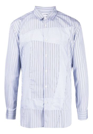 Comme Des Garçons Shirt panelled striped cotton shirt - Blu