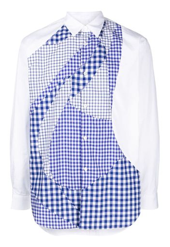 Comme Des Garçons Shirt checked-panel long-sleeve cotton shirt - Blu