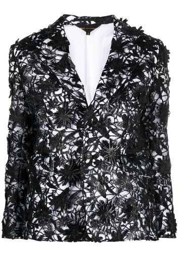 Comme Des Garçons floral-lace single-breasted blazer - Nero