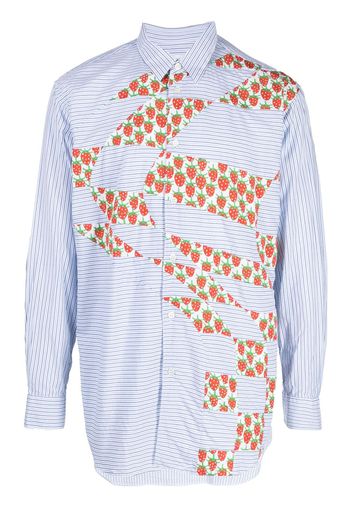 Comme Des Garçons Shirt x Brent Westfall strawberry patchwork shirt - Blu