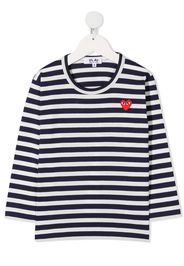 heart-patch striped T-shirt