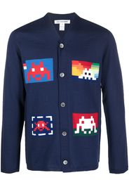 Comme Des Garçons Shirt pixel intarsia-knit cardigan - Blu
