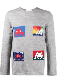 Comme Des Garçons Shirt graphic-print fine-knit jumper - Grigio