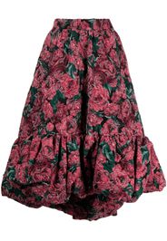 Comme Des Garçons floral-embroidered full skirt - Rosso