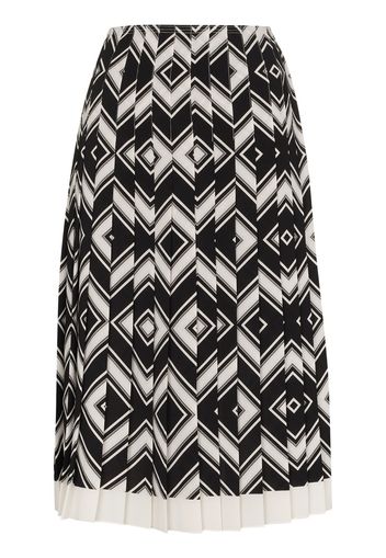 Commission geometric-print pleated skirt - Nero