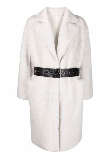 Common Leisure LONG SHEARLING WITH BLACK BELT - Toni neutri