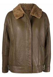 Common Leisure shearling-trim leather jacket - Verde