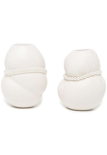 Completedworks set of two faux pearls china vases - Bianco