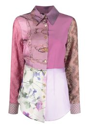 Conner Ives Scarf patchwork-detail long-sleeve shirt - Rosa