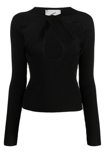 Coperni twisted cut-out rib-knit top - Nero