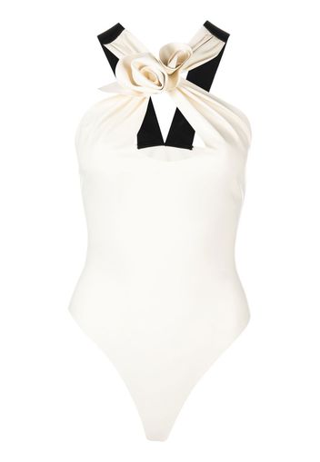 Coperni crossover floral latex bodysuit - Bianco