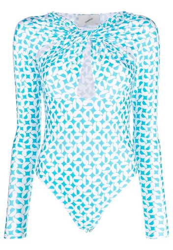 Coperni geometric-print long-sleeve bodysuit - Blu