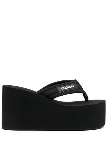 Coperni logo-patch thong-strap wedge sandals - Nero