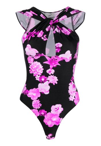 Coperni floral-print cut-out body - Nero