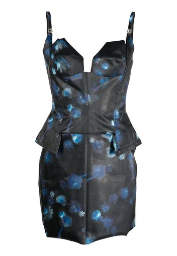 Coperni Holographic floral-print minidress - Nero