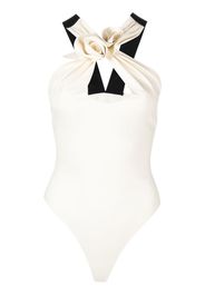 Coperni crossover floral latex bodysuit - Bianco