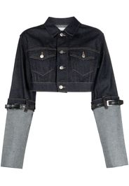 Coperni contrast-sleeve cropped denim jacket - Blu